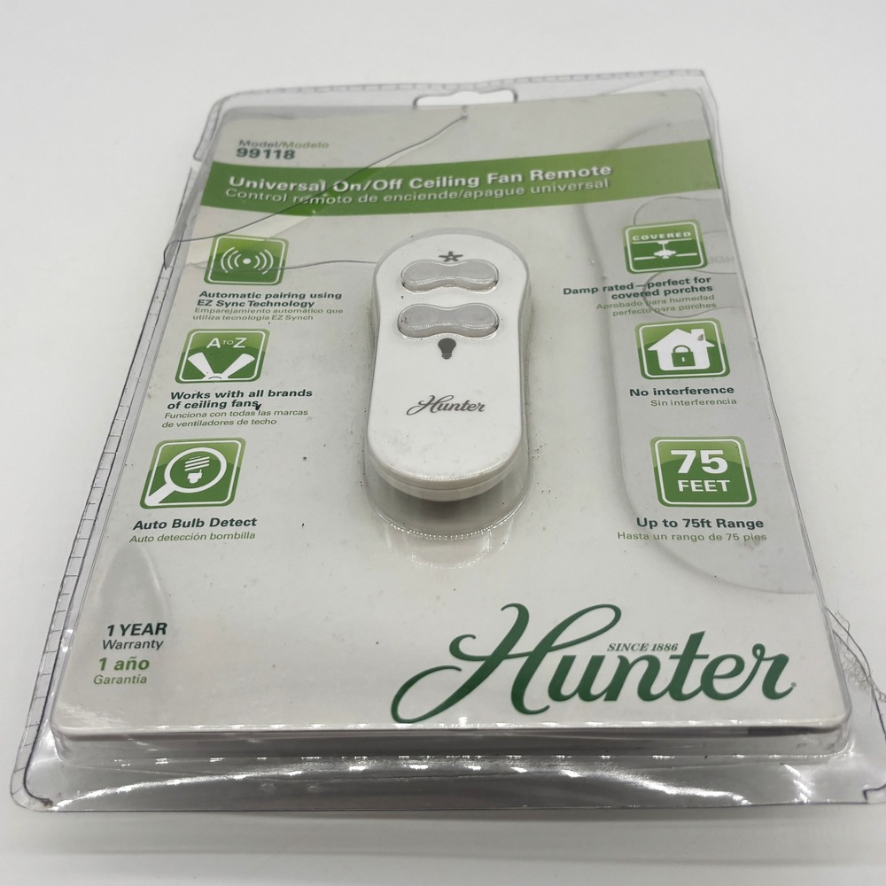 Hunter Universal Ceiling Fan Remote Model 99118 White New Damaged Box Wireless